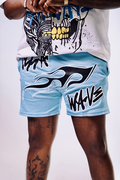 Waves Last Forever Mesh Shorts (Blue)